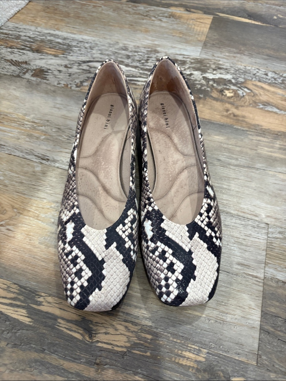 Gianni Bini Black & Cream Snake-Print Ballet Flats